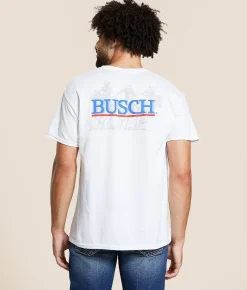 Brew City Busch Light Rodeo Cowboys T-Shirt White New