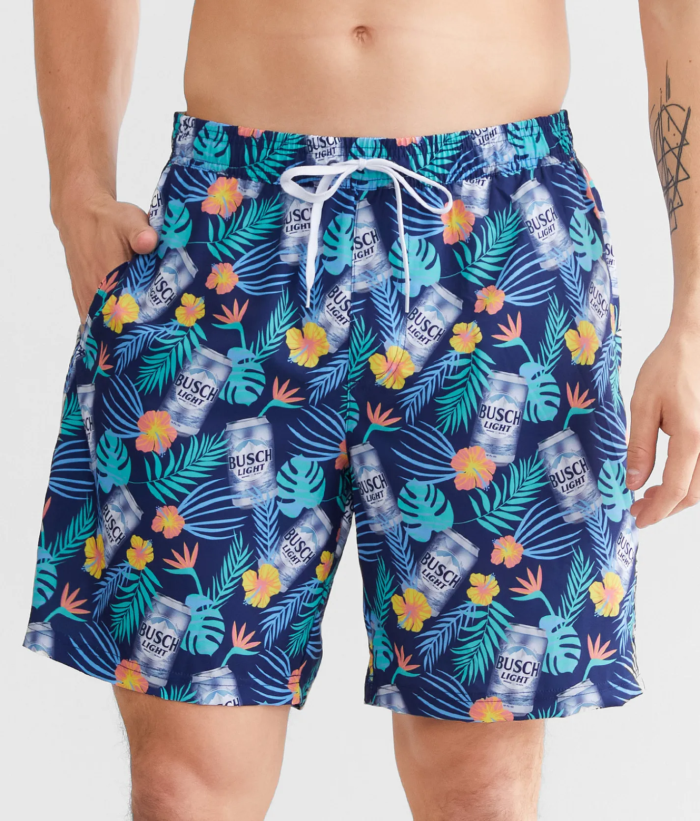 Tipsy Elves Busch Light® Stretch Swim Trunks Navy Outlet
