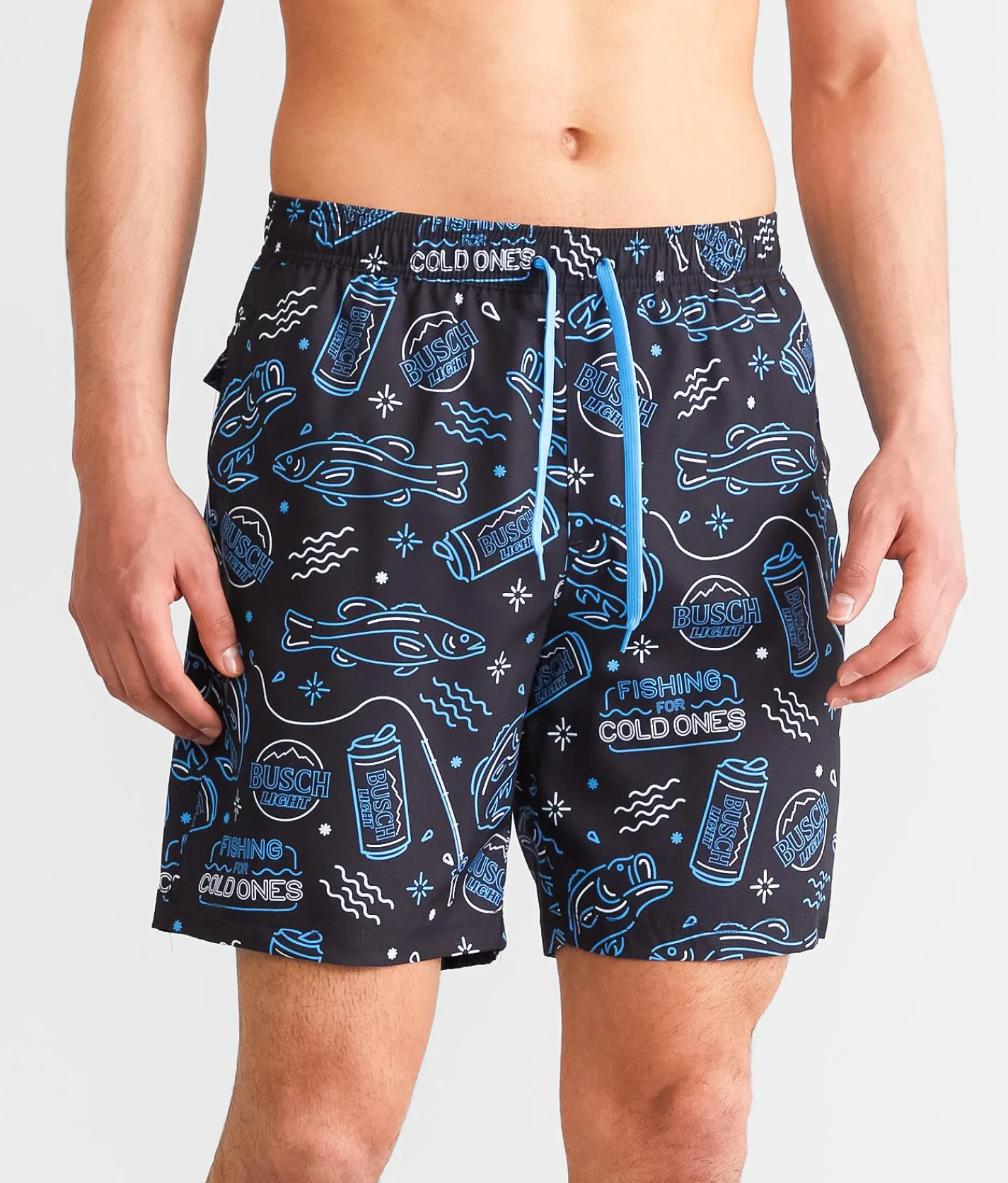 Tipsy Elves Busch Light® Stretch Swim Trunks Black Outlet