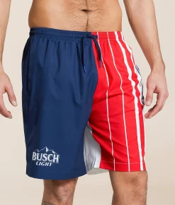 Bottoms|Swimwear | Calhoun Sportswear Busch Light Swim Trunks White