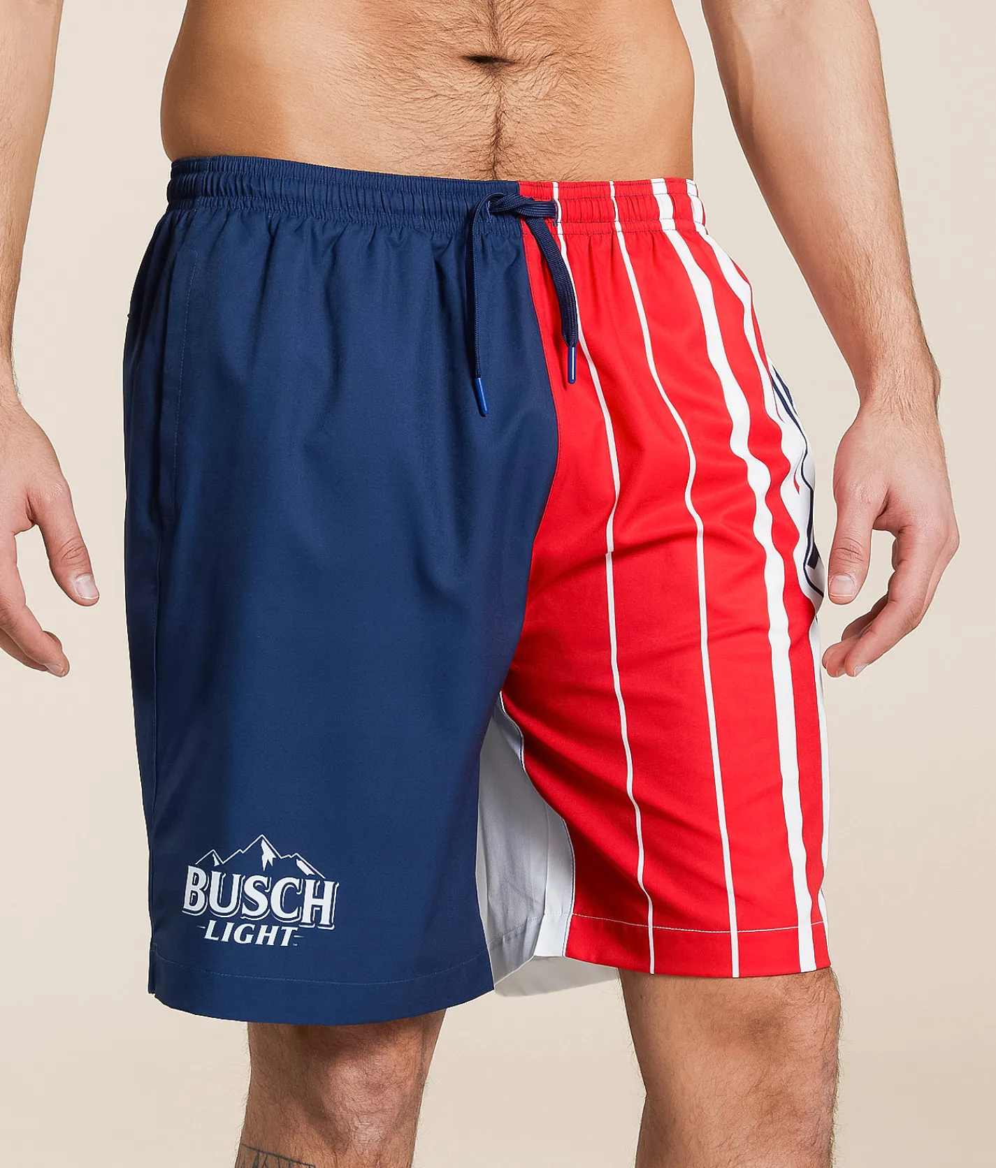 Bottoms|Swimwear | Calhoun Sportswear Busch Light Swim Trunks White