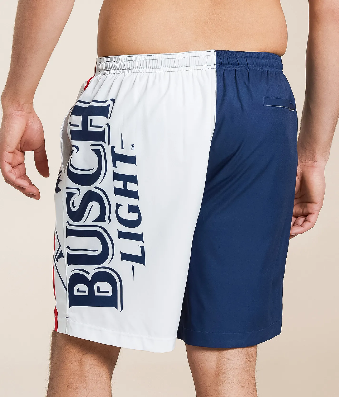 Bottoms|Swimwear | Calhoun Sportswear Busch Light Swim Trunks White