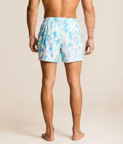 party pants Busy Palms Happy Hour Stretch Swim Trunks Cyan Outlet