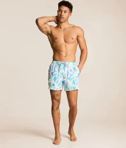 party pants Busy Palms Happy Hour Stretch Swim Trunks Cyan Outlet