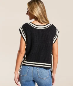 Blu Pepper Cable Knit Boxy Sweater Black Sale