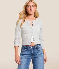 Tops | FITZ + EDDI Cable Knit Cardigan Sweater Heather Grey