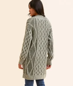 Tops | BKE Cable Knit Cardigan Sweater Agave
