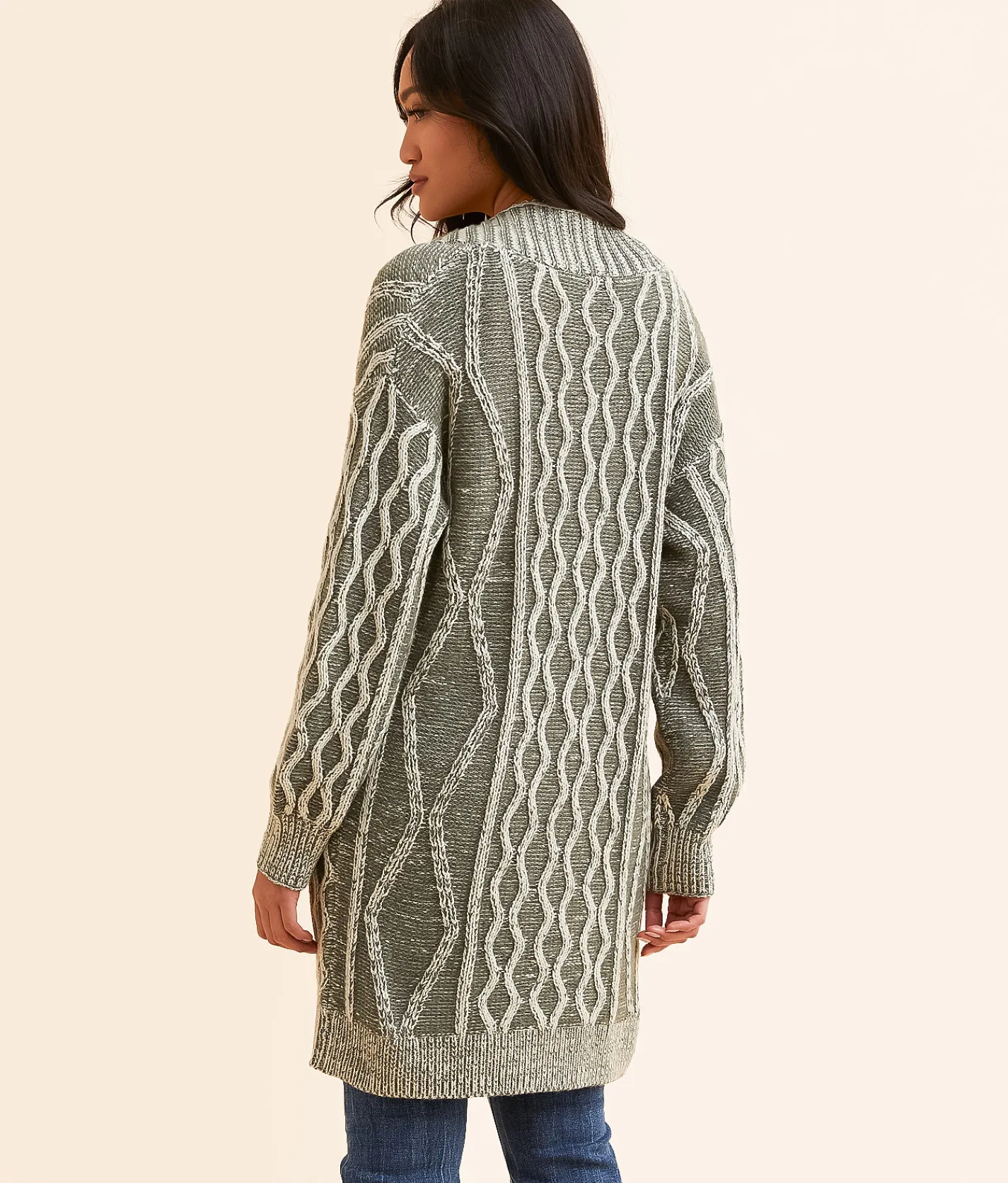 Tops | BKE Cable Knit Cardigan Sweater Agave