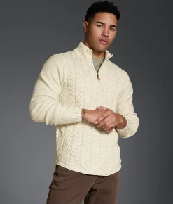 Tops | Outpost Makers Cable Knit Quarter Zip Sweater Cream Combo
