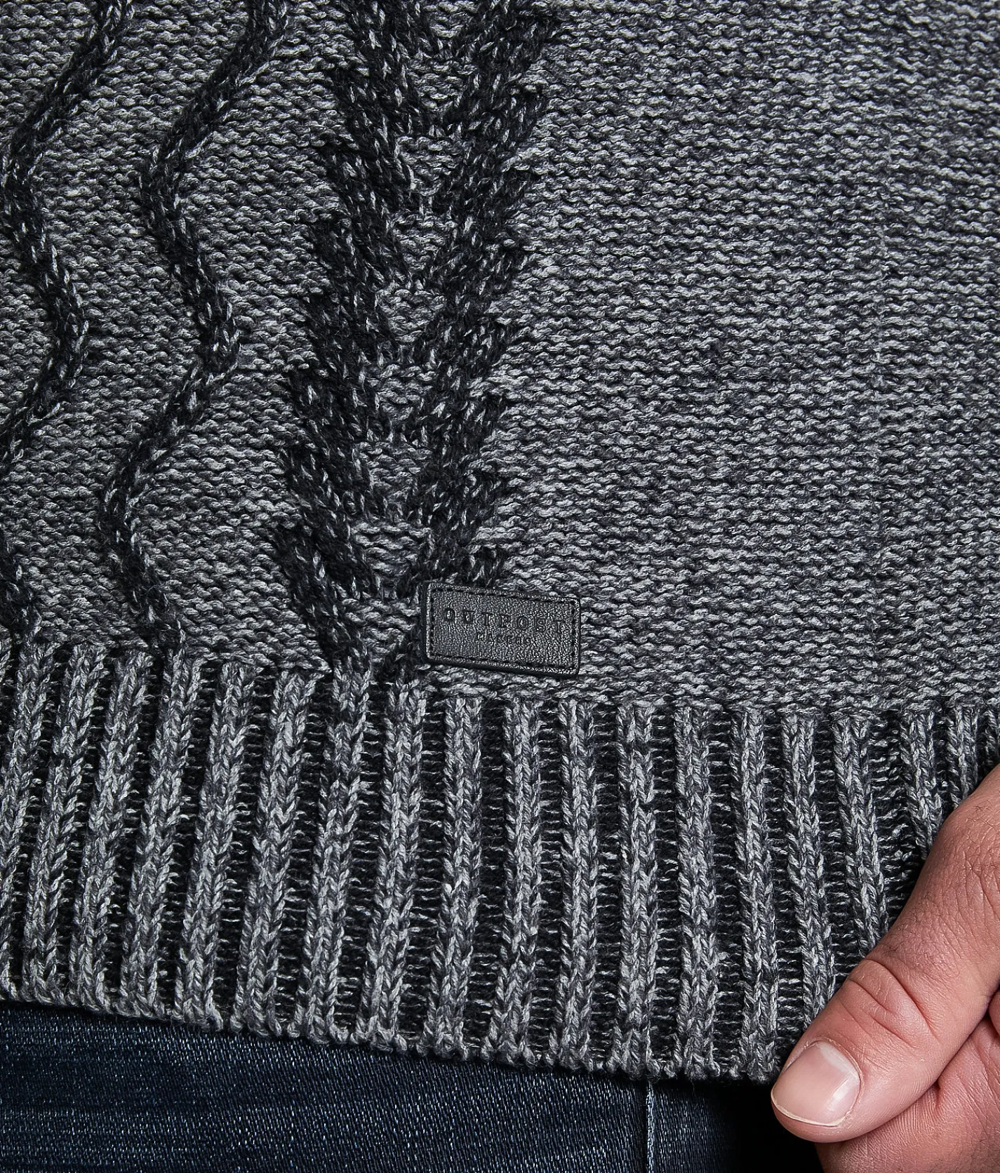 Outpost Makers Cable Knit Shawl Sweater Charcoal Heather New