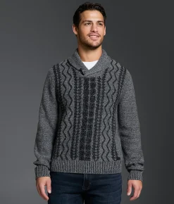 Outpost Makers Cable Knit Shawl Sweater Charcoal Heather New