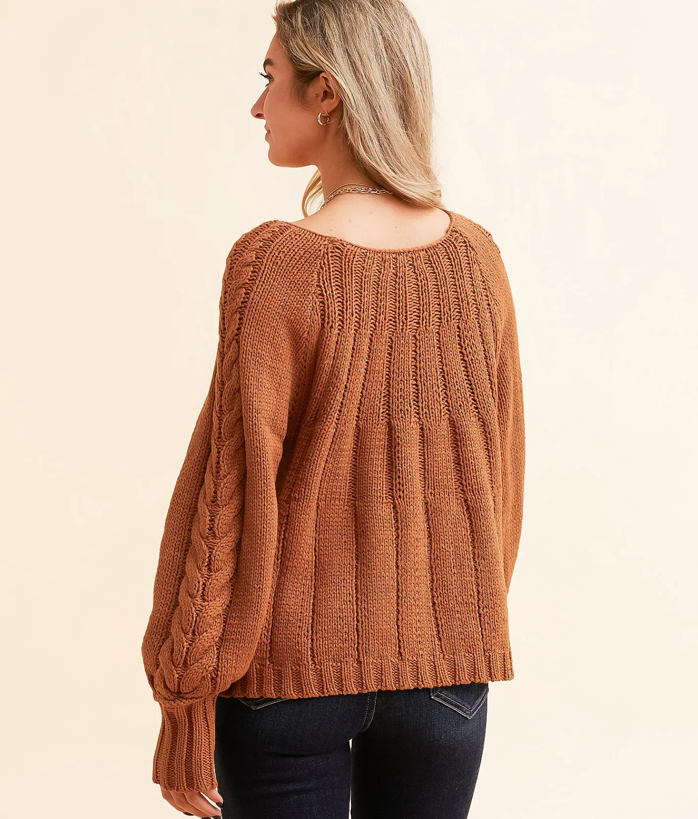 Double Zero Cable Knit Sweater Cream Outlet