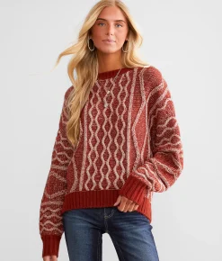 BKE Cable Knit Sweater Dark Slate Outlet
