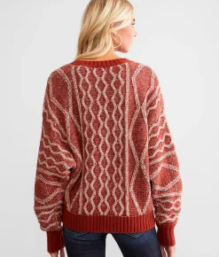 BKE Cable Knit Sweater Dark Slate Outlet