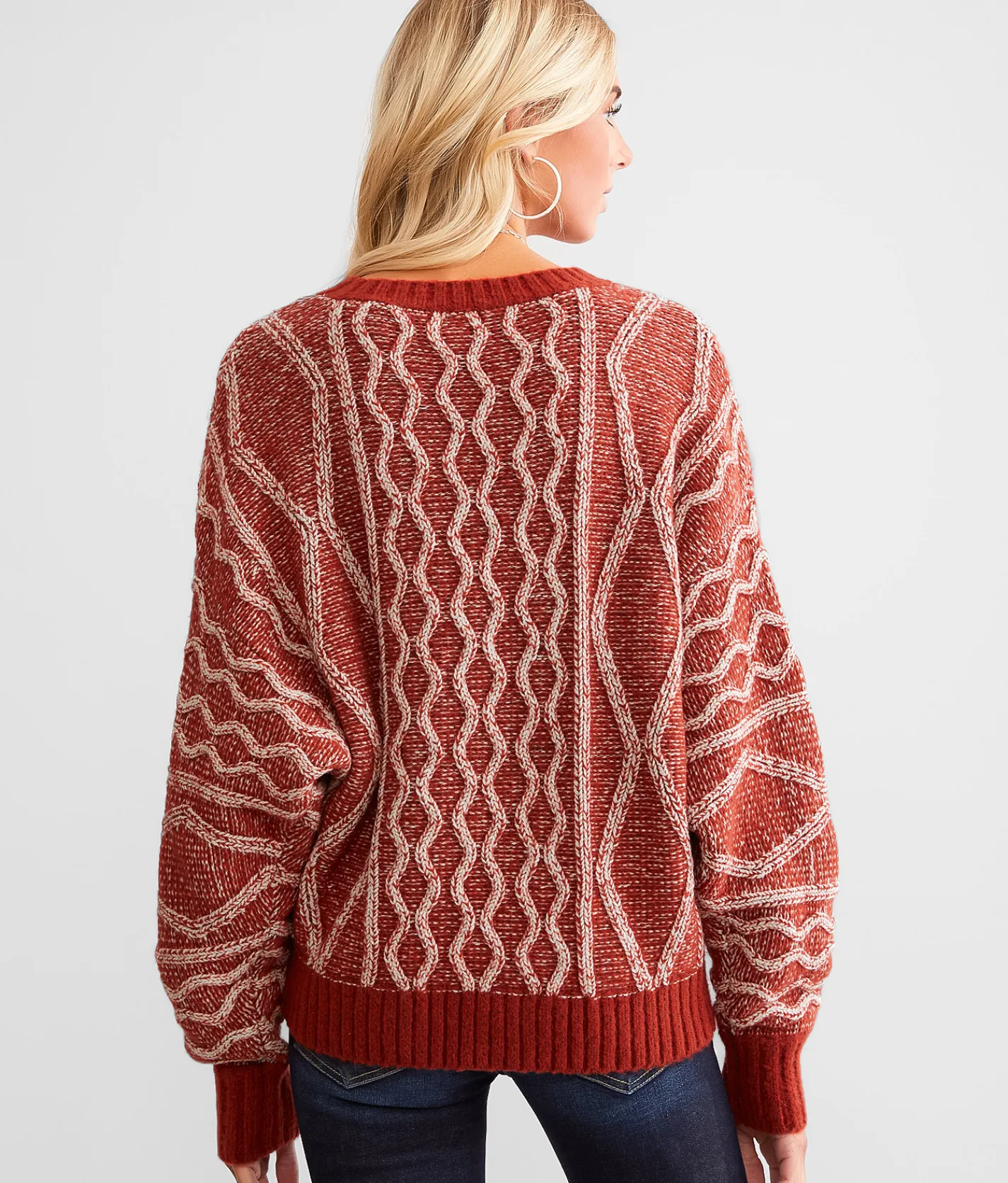 BKE Cable Knit Sweater Dark Slate Outlet
