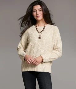 BKE Cable Knit Sweater Cream Marl Discount
