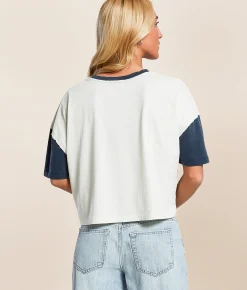 Tops | FITZ + EDDI California Color Block Cropped T-Shirt Cream