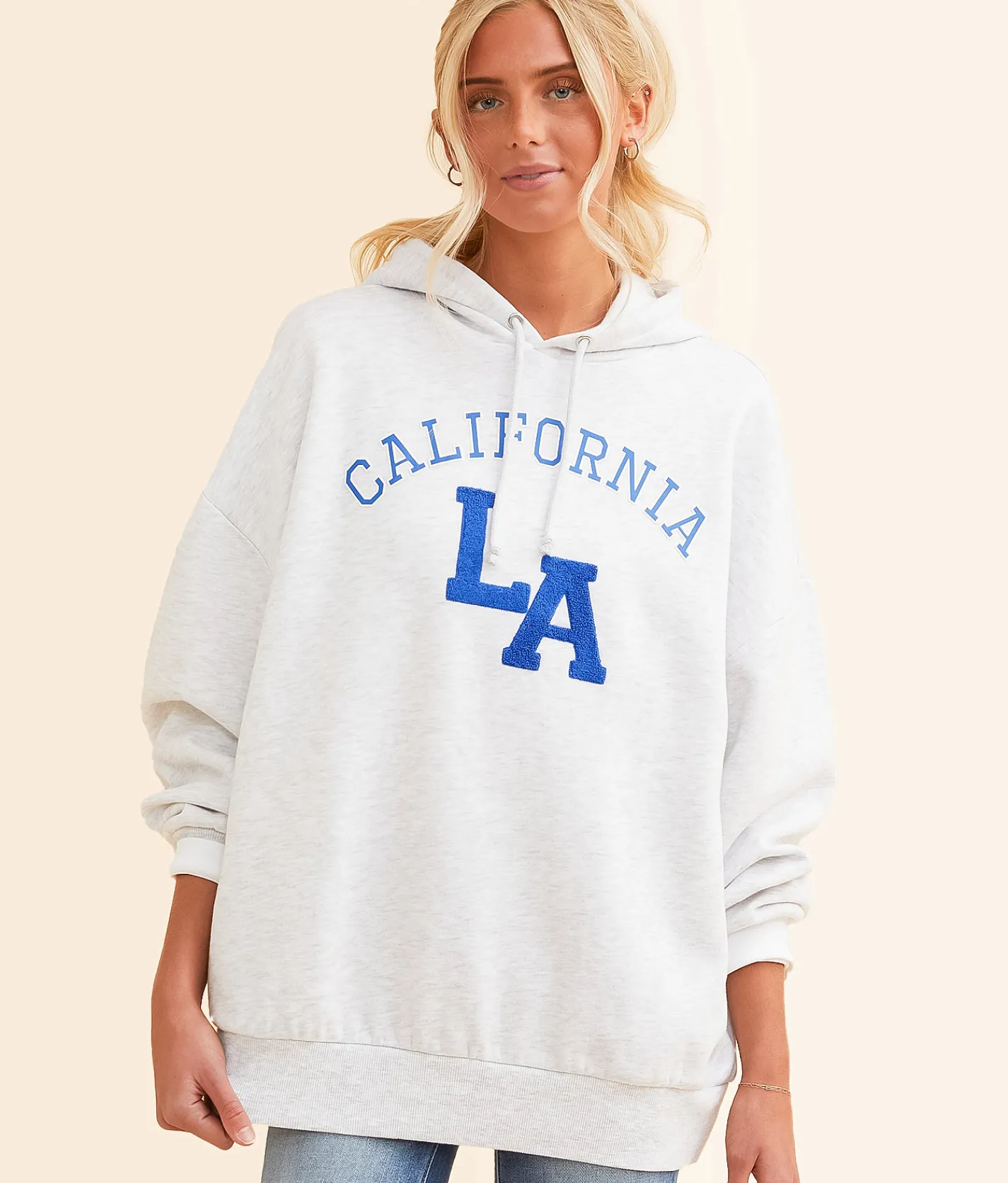 Tops | FITZ + EDDI California Hooded Sweatshirt - One Size Heather Grey