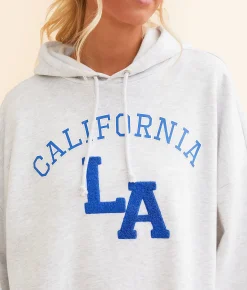 Tops | FITZ + EDDI California Hooded Sweatshirt - One Size Heather Grey
