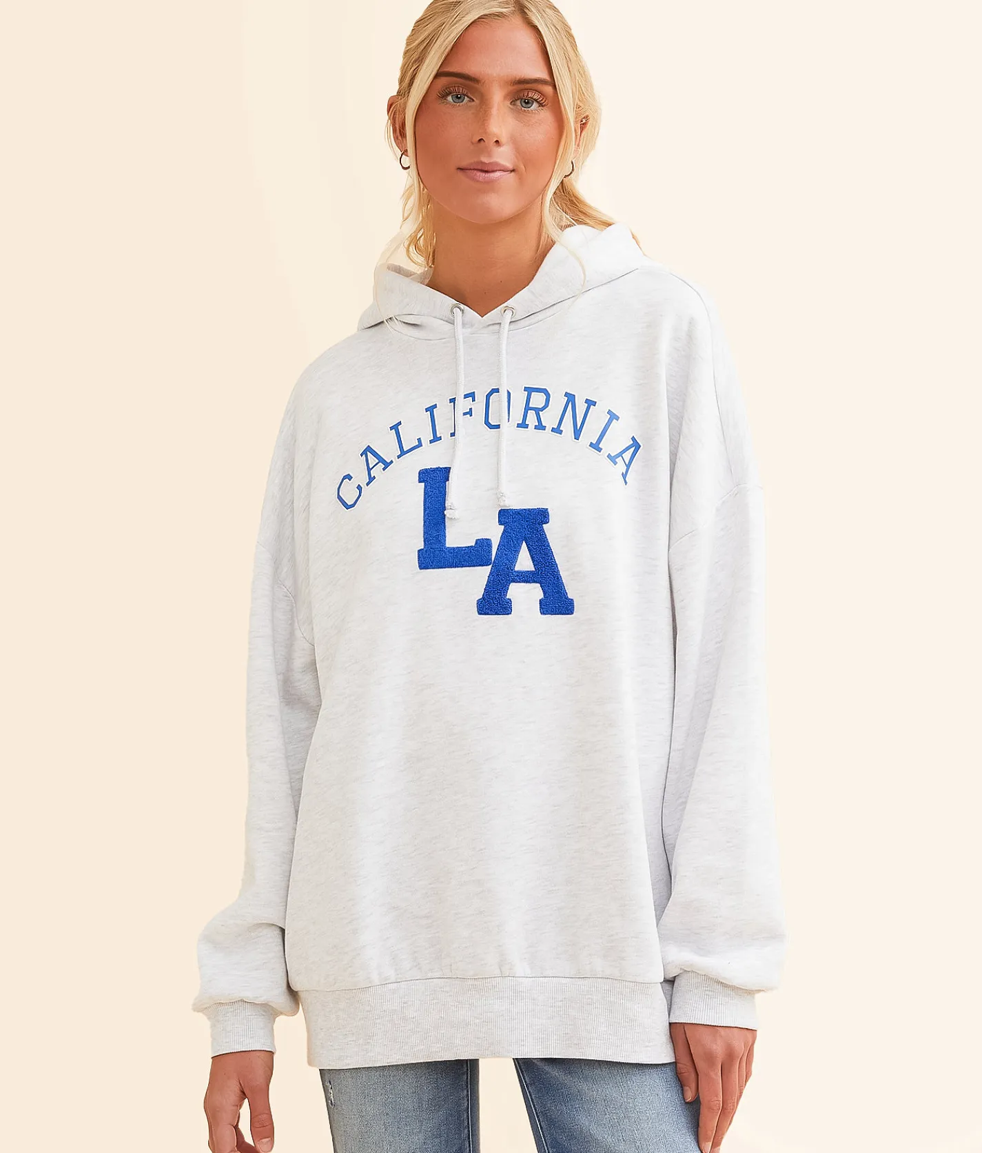 Tops | FITZ + EDDI California Hooded Sweatshirt - One Size Heather Grey