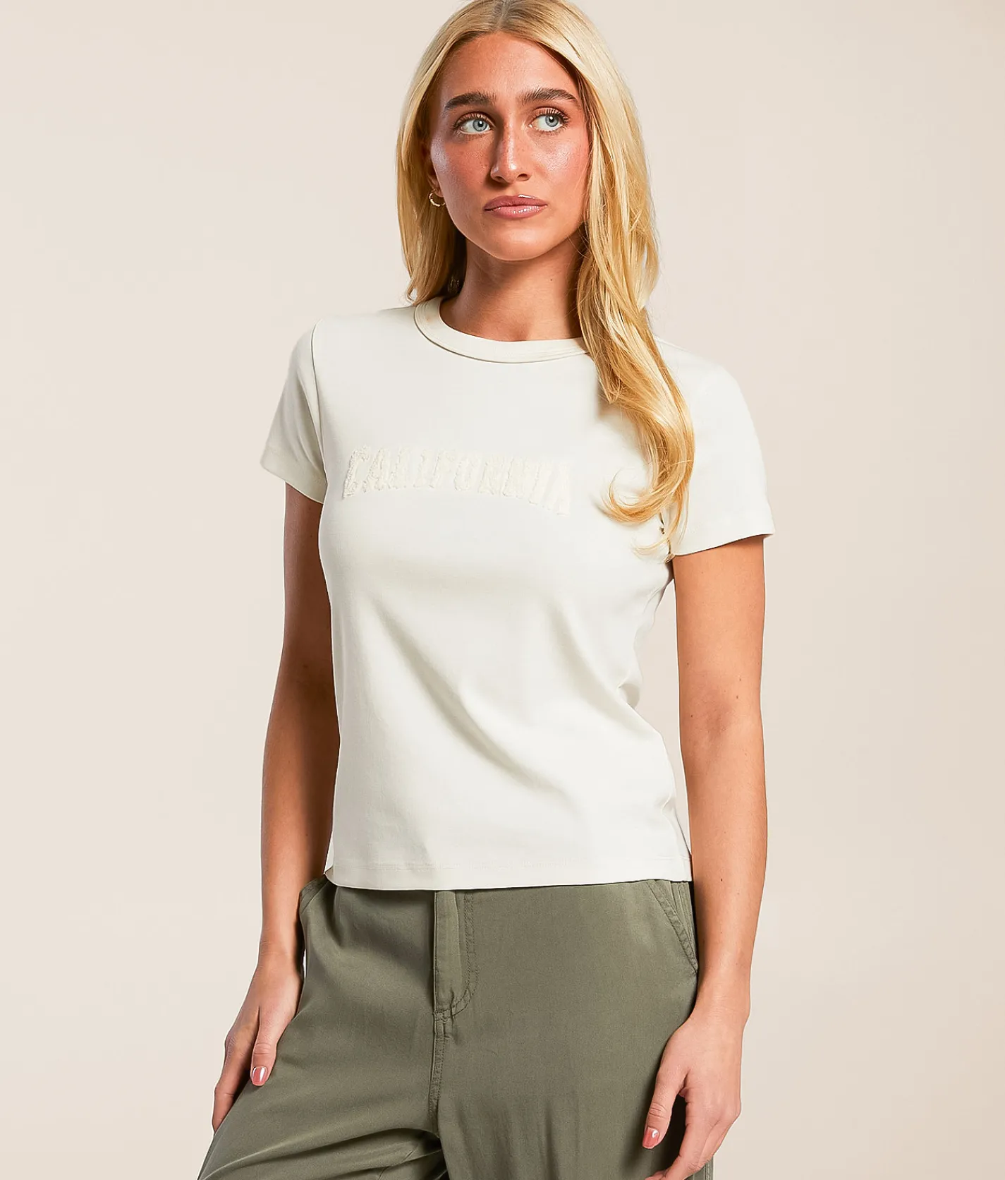 Tops | FITZ + EDDI California T-Shirt Cream