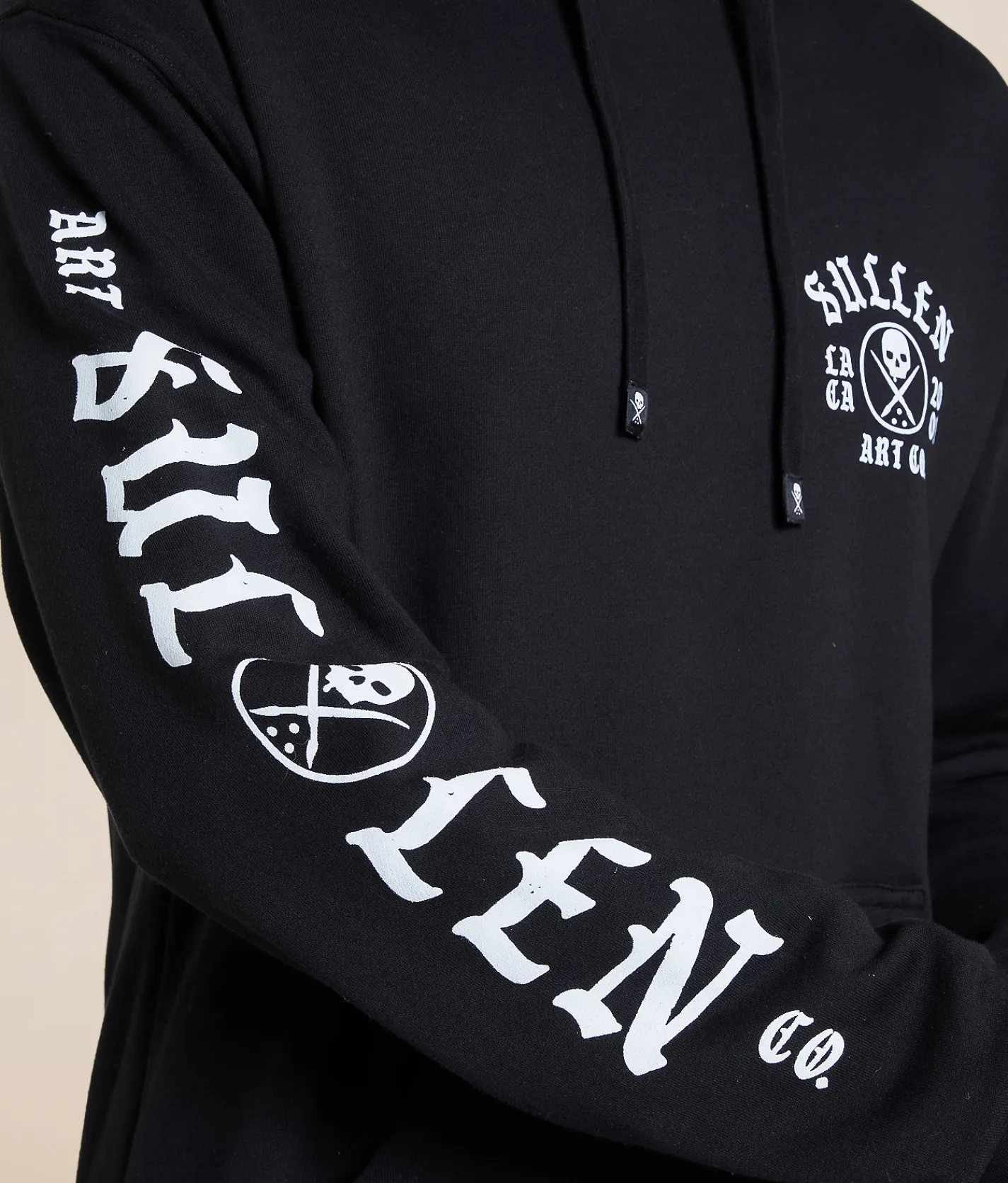 Sullen Cali Pin-Up Hooded Sweatshirt Jet Black New