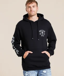 Sullen Cali Pin-Up Hooded Sweatshirt Jet Black New