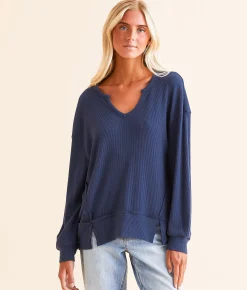 White Crow Calista Brushed Thermal Top Midnight New