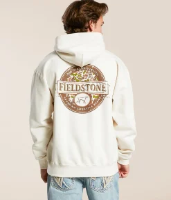Fieldstone Camo Badge Hooded Sweatshirt Ivory Clearance