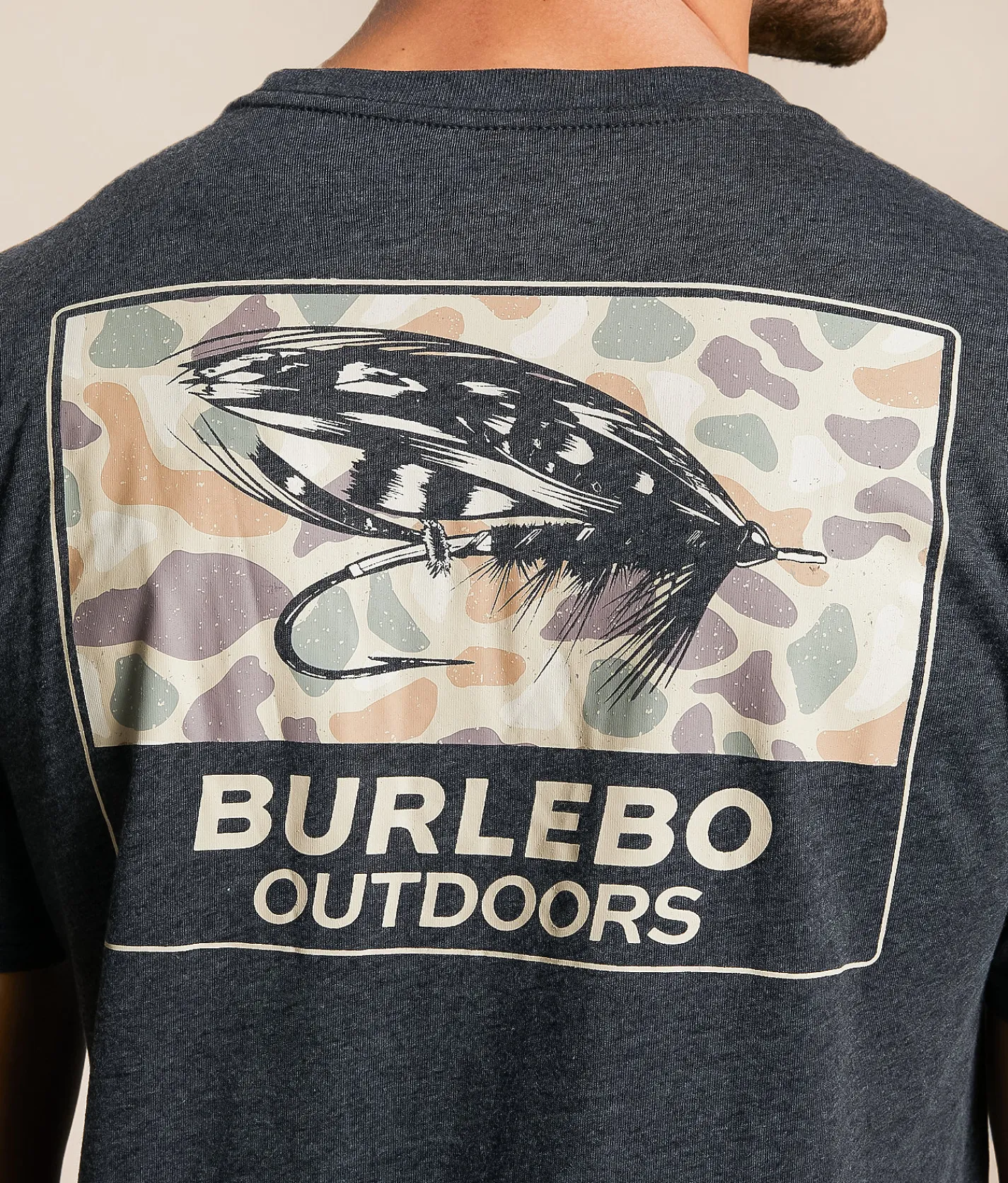 BURLEBO Camo Big Fly T-Shirt Heather Black Hot