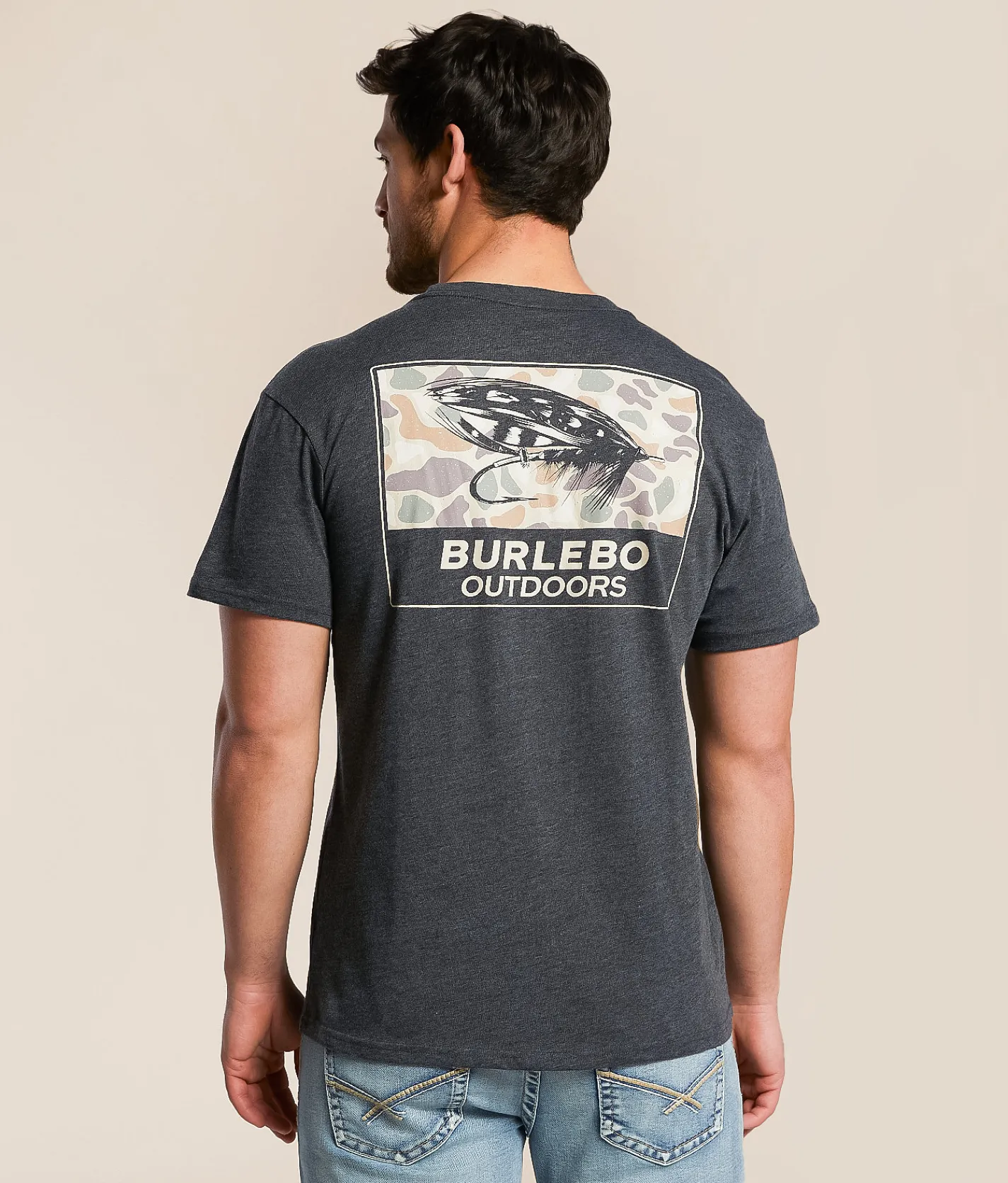 BURLEBO Camo Big Fly T-Shirt Heather Black Hot