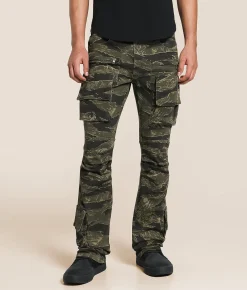 Caliber Camo Cargo Stacked Flare Stretch Jean Shellback Tiger Camo Clearance