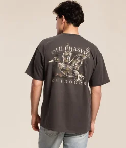 Tail Chasers Club Camo Duck T-Shirt Lamp Black Pigment Dye Hot