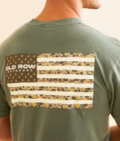 Old Row Camo Flag T-Shirt Moss Sale