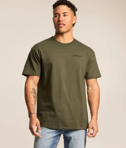 Tops|Graphic T-Shirts | Ariat Camo Longhorn Shield T-Shirt Surplus Green