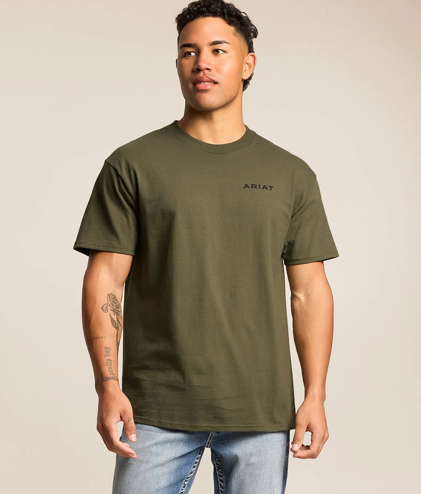 Tops|Graphic T-Shirts | Ariat Camo Longhorn Shield T-Shirt Surplus Green