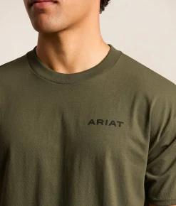 Tops|Graphic T-Shirts | Ariat Camo Longhorn Shield T-Shirt Surplus Green