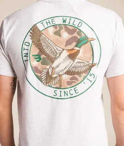 Tops|Graphic T-Shirts | BURLEBO Camo Mallard Duck T-Shirt Heather Ash Grey