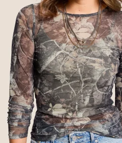 Gilded Intent Camo Mesh Top Tonal Camo