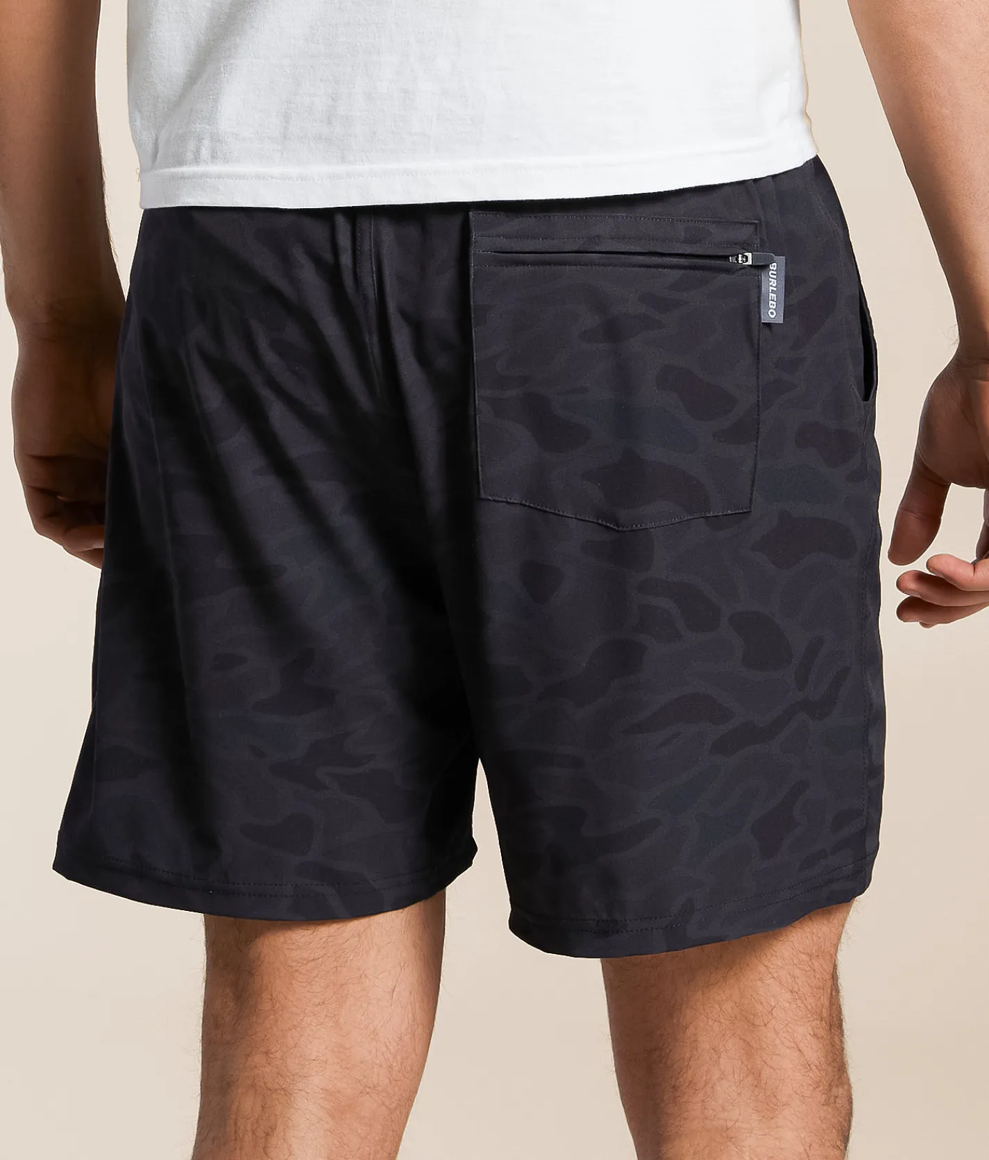 BURLEBO Camo Performance Athletic Short Black Camo Clearance