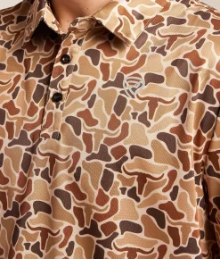 Tops | Hooey x Rock & Roll Denim Camo Performance Polo Camel