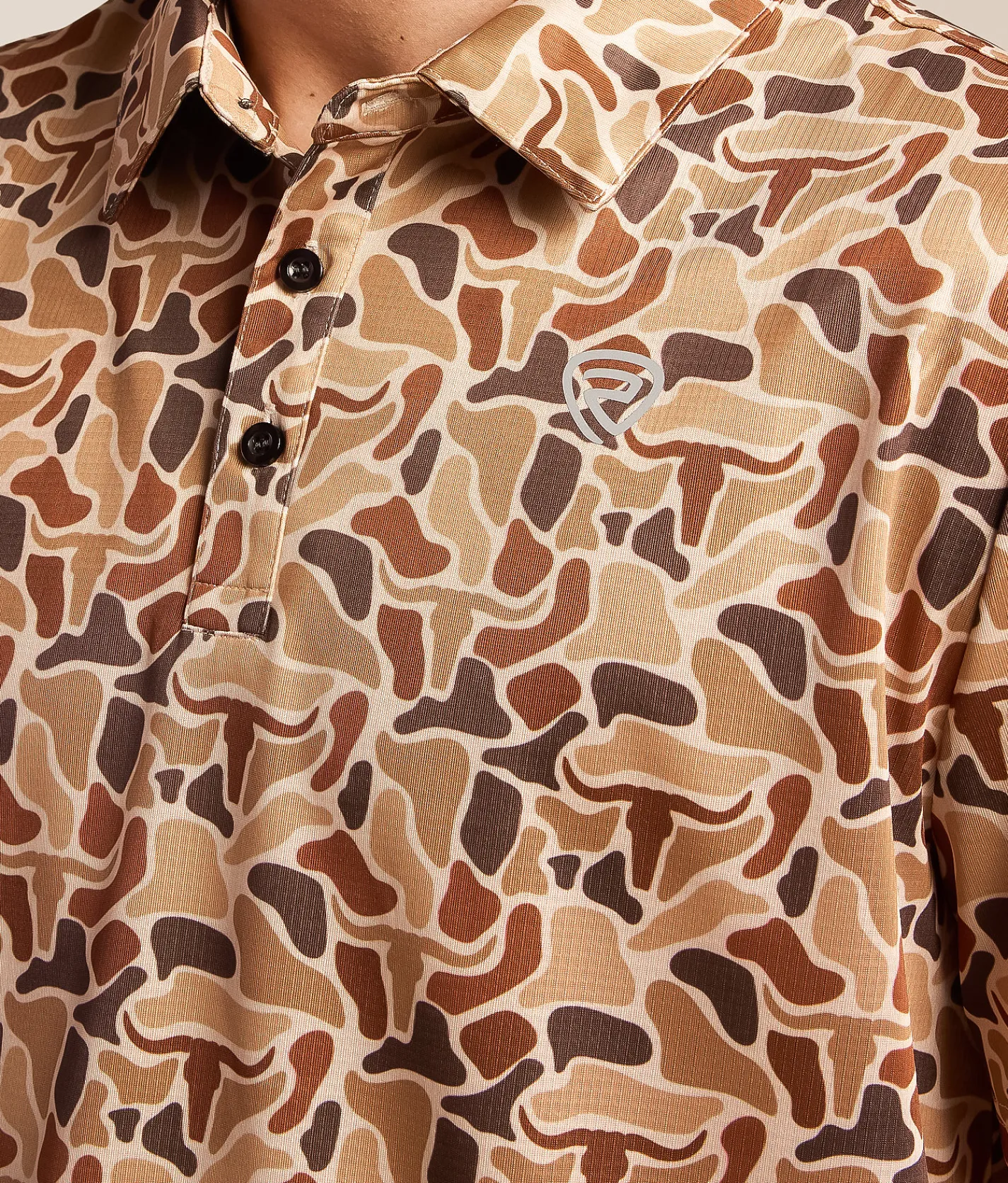 Tops | Hooey x Rock & Roll Denim Camo Performance Polo Camel