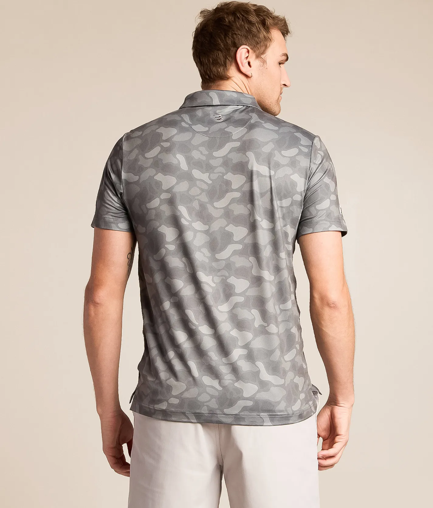 Tops | BURLEBO Camo Performance Polo Stone Camo