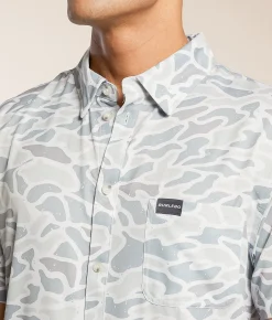 Tops | BURLEBO Camo Performance Stretch Shirt White