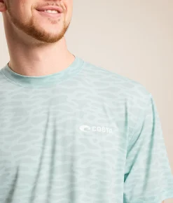 Costa® Camo Performance T-Shirt Water Print Artic Blue New