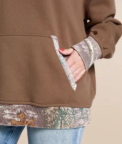 Tops | Gilded Intent Camo Trim Hooded Sweatshirt Washed Brown