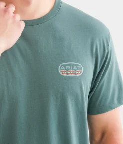 Ariat Campfire Lockup T-Shirt Silver Pine Outlet