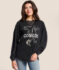 Ariat Canvas Cowgirl Oversized T-Shirt Black Mineral Wash Clearance