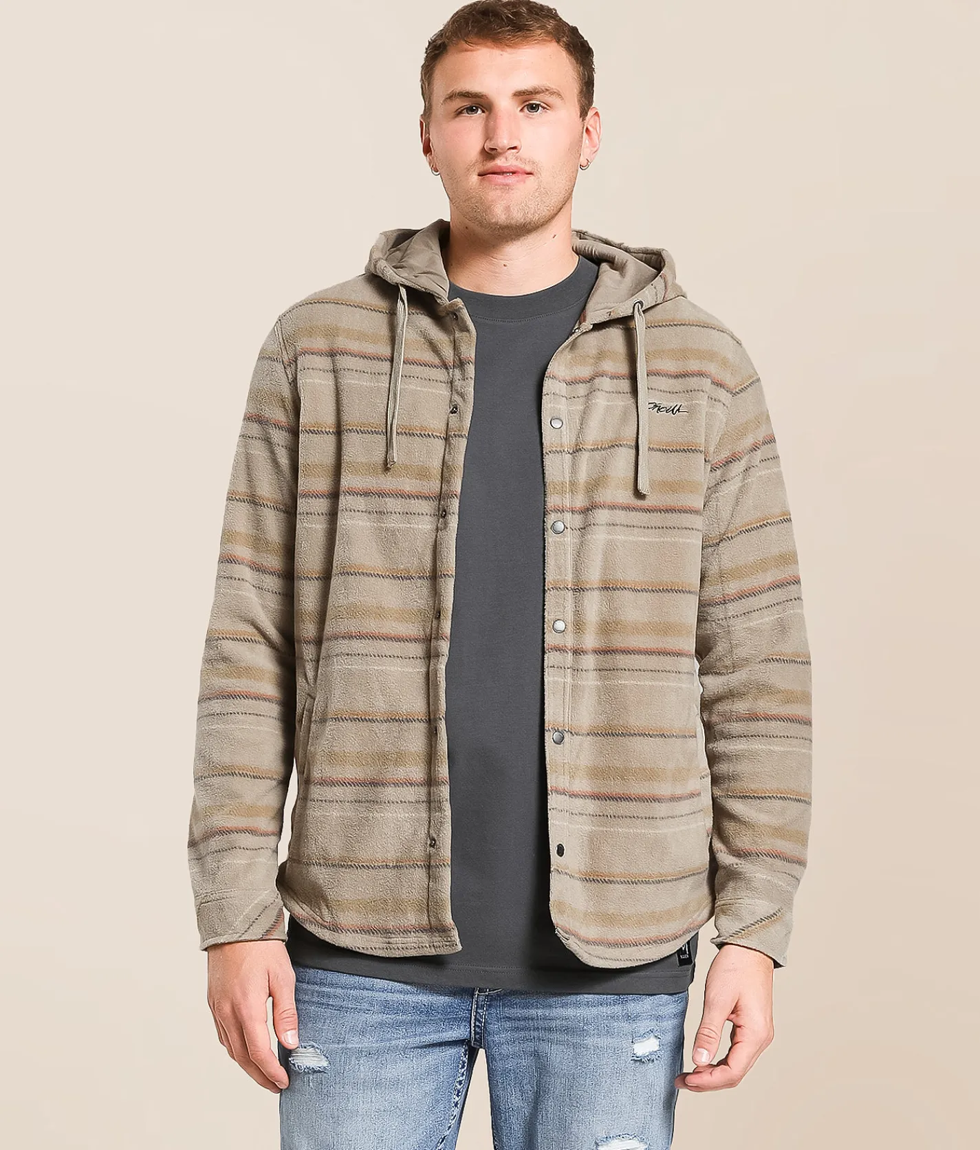O'Neill Canyons Superfleece Hooded Shirt Khaki Discount