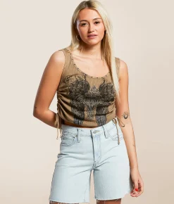 Tops | Affliction Capri Tank Top Pine Bark Lava Wash